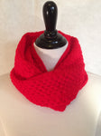 Red Baffled Box Knitted Infinity Scarf