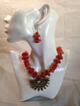 Shalimar Red Fashion Necklace w/ Matching Earrings