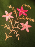 Kashmiri Embroidered Aari Work Pashmina - Moss Green