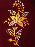 Kashmiri Embroidered Needle Work Pashmina - Burgundy