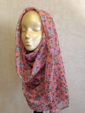 Pink Small Flower Print Cotton Shawl-Hijab