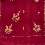 Kashmiri Embroidered Aari Work Pashmina - Cardinal Red
