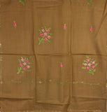 Kashmiri Embroidered Aari Work Pashmina - Khaki