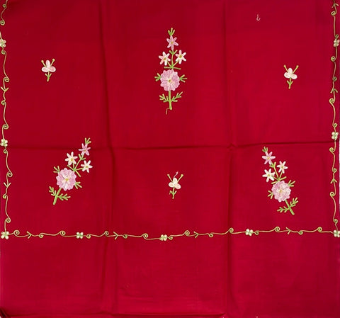 Kashmiri Embroidered Aari Work Pashmina - Red
