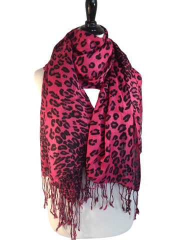 Kashmir Cotton - Hot Pink w/ Black Leopard Print