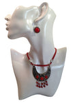 Nishat Queen Red Fashion Necklace w/ Earrings