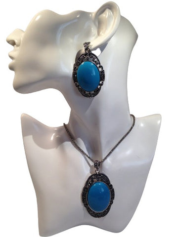 Mohalla Antique Turquoise Fashion Necklace w/ Earrings