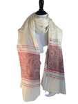Kashmiri Silk/Cotton Blend Pashmina - White/Multi Colored
